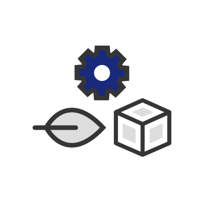 cube, leaf and configuration icon